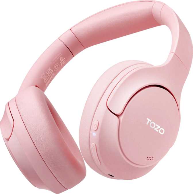 TOZO HT2 ワイヤレスヘッドホン ピンク Bluetooth ケース付き TOZO HT2 Over Ear Bluetooth Headphone Noise Cancelling Hi